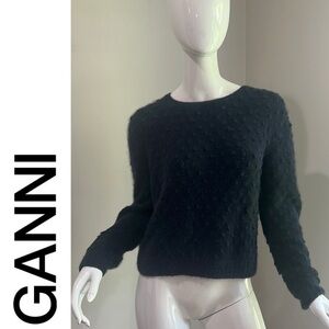 GANNI Popcorn Knit Angora Blend Sweater